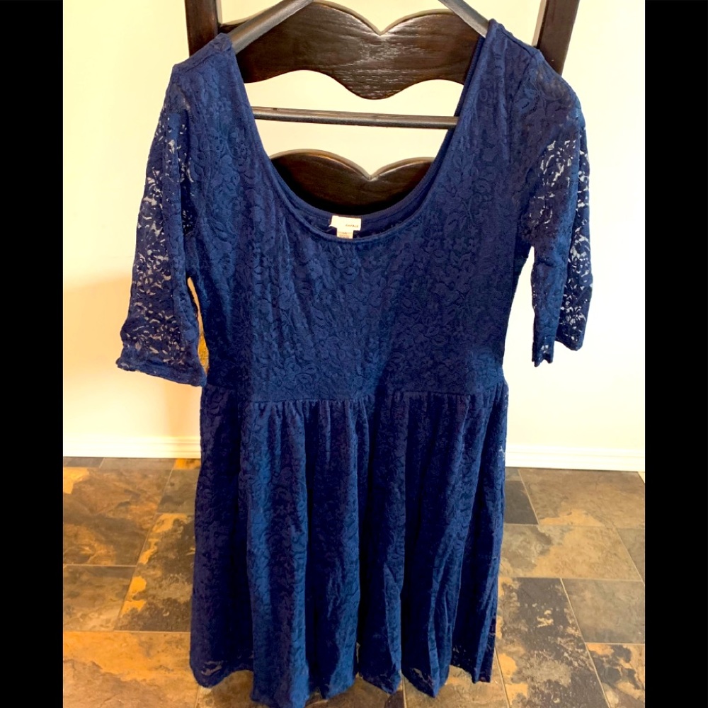 Garage Navy Empire Waist Dress